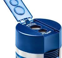 Staedtler Double-Hole Tub Pencil Sharpener - Blue And Silver Classic Design