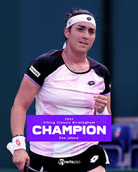 Tunisia's ons jabeur made history on sunday when she became the first arab woman to win a wta title, beating russian daria kasatkina in the final of the grasscourt event in birmingham. Wta Auf Twitter Onstoppable Ons Jabeur Defeats Kasatkina In Birmingham To Win Her First Career Wta Title Vikingclassic