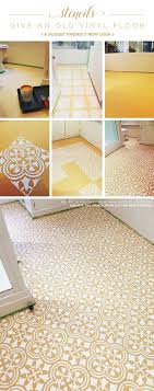 Stencils Give An Old Vinyl Floor A Budget Friendly New Look Stencil Stories Floor Makeover Diy Flooring Floor Stencils Diy