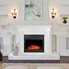 I searched & was excited to discover magikflame. Barton Fireplace Mantel With 1500w Electric Fireplace Insert Heater White Walmart Com Walmart Com