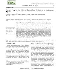 Pdf Recent Progress In Histone Deacetylase Inhibitors As Anticancer Agents