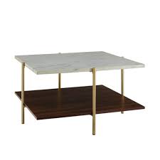 Farmhouse coffee table, reclaimed wood coffee table, square coffee table, country french decor, wood furniture, wood table, minimal table. Mid Century Modern Glam Square Coffee Table Faux White Marble Dark Walnut Gold Saracina Home Target