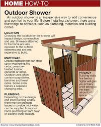 Build An Outdoor Shower By Pat Logan On Creators Com Outdoor Remodel Outdoor Shower Outdoor Shower Enclosure