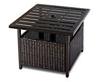 Giantex Patio Rattan Wicker Umbrella Side Table Stand With Umbrella Hole Steel Outdoor Deck Garden Pool Brown Wicker Furniture Furniture Side Tables Wicker