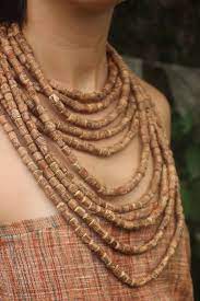 Collar Grande De Cuentas De Madera De Tulsi Etsy Beaded Necklace Wood Bead Necklace Nature Necklace