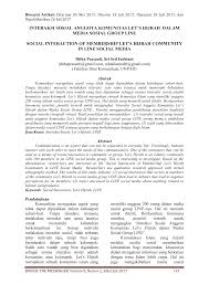 Interaksi sosial paling sederhana bisa dilakukan dalam lingkup keluarga. Interaksi Sosial Anggota Komunitas Let S Hijrah Dalam Media Sosial