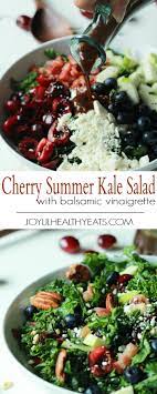 Cherry Summer Kale Salad With Balsamic Vinaigrette Recipe Easy Healthy Recipes Delicious Salads Healthy Recipes