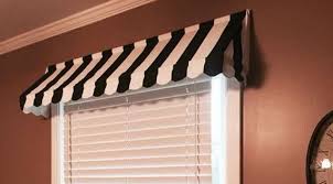Black And White Awnings For Windows Custom Striped Awning Valance Scalloped Edge Indoor Awning Etsy Indoor Awnings Window Valance Valance