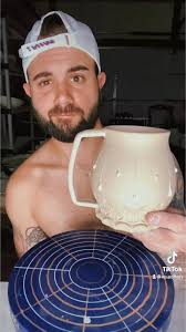 Finishing mugs in the garage while the kiln is burning. That’s safe right?  😅, #artistsofinstagram #art #pottery #ceramics #mug #coffee #clay  #handmade #tattoo #dad