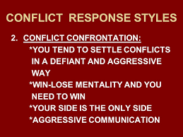 Conflict Response Styles Definition A Pattern Of Behavior You Use In A Conflict Situation A Person May Use One Or A Combination Of The Styles Ppt Download