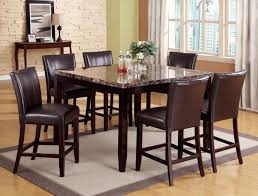 Homcom modern round dining table with spacious tabletop and metal base for kitchen or dining room, faux black marble. Crown Mark 2721t 5454 7 Pc Gracie Oaks Ferrara Brown Marble Top Wood Counter Height Dining Table Set