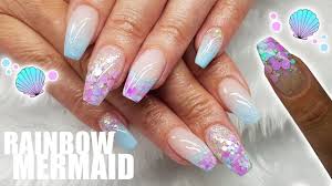 Watch in hd and pretty please like this video acrylic re design pastel dot mix mermaid rainbow on coffin shaped nails hey. Acryic Nails Pastel Rainbow Mermaid Coffin Shape Youtube