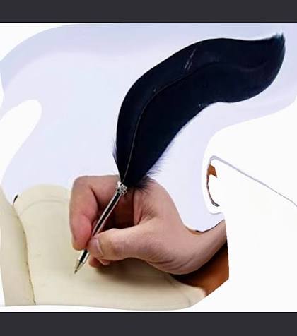 A writer's longing for inspiration with a feather quill