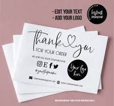 We would love to hear it in the. Mini Thank You For Your Order Cards Template Small Business Insert Card Customer Thank You Modern Packaging Insert Card Instant Download Editable Makemedesign