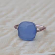 Blue Chalcedony Ring 11mm Cushion Ring Pale Blue Gemstone Blue Chalcedony Ring Chalcedony Ring Blue Gemstone Rings
