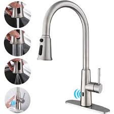 Maybe you would like to learn more about one of these? Raeye Touchless Kitchen Faucet With Pull Down Sprayer Single Hole Brushed Nickel Stainless Steel Sensor Kitchen Sink Faucet