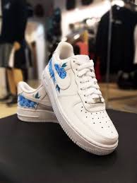 The shoes are sent in an original nike air force 1 box. Nike Air Force 1 Low All White Custom Flower Blue Basketballschuhe Basketo De
