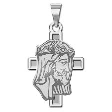 Jesus Profile on a Cross Religious Pendant - PG80403