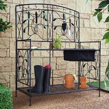 Garden Potting Bench Outdoor Metal Gardening Table Storage Planter Work Station Potting Bench Willow Creek Potting Table