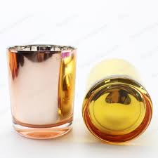 Electroplating Colored Rose Gold Candle Jar Glass For Christmas Decoration