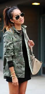 Camo Jacket Little Black Dress Fashion Style Autumn Fashion