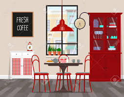 30 height x 48 square top when open (48 x 24 when closed). Interior Design Of Cafe Kitchen Dining Room In Retro Style Vector Flat Illustration Isolated Vector Objects Royalty Free Cliparts Vectors And Stock Illustration Image 100893327