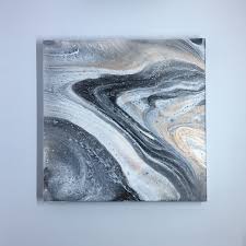 Black White And Gold Artwork Square White Black And Rose Gold Acrylic Pour Painting Alexea Noel Wagner Painting Pour Painting Art