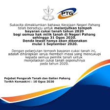 Maybe you would like to learn more about one of these? Pdtjerantut Auf Twitter Makluman Pelanjutan Tempoh Mengemukakan Permohonan Mengubah Kategori Dan Tukar Syarat Nyata Nil Atau Tiada Serta Bayaran Cukai Tanah Tahun 2020 Sehingga 31 Ogos 2020 Https T Co Azufzccvdb