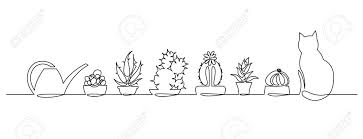 Continuous One Line Drawing Of Vector Cute Cactus Black And Royalty Free Cliparts Vectors And Stock Illustration Image 130572201 For the stem of the cactus, draw an oval shape, with the smaller end curving towards the ground. continuous one line drawing of vector cute cactus black and