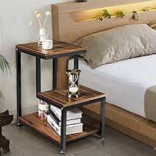Amazon Com Tangkula Sofa End Table 3 Tier Nightstand With Storage Shelf Sturdy Metal Frame Ladder S In 2020 Living Room Side Table Chair Side Table Sofa End Tables