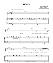 Mercy By Brett Young Piano Sheet Music Sheet Music Guitar Chords And Lyrics Piano Songs