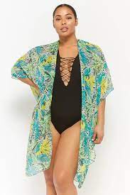 Plus Size La Moda Peacock Print Swim Cover Up Forever21 Plus Size Swimwear Women S Plus Size Swimwear Plus Size Bikini