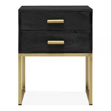 Orson Industrial Side Table With 2 Drawers Black Industrial Side Table Side Tables Bedroom Side Table Wood