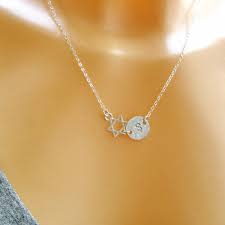 Star Of David Necklace Jewish Star Necklace Bat Mitzvah Gift Star Necklace Initial Necklace Letter Necklace