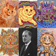 The kaleidoscopic cats, and other fine examples of art by sufferers from schizophrenia, depression and other mental illnesses, are on display at the bethlehem hospital archive and gallery in beckenhem, kent (just south of london) which is well worth a visit. These Paintings Were Made By An English Artist Louis Wain And Were Exceptionally Known For The Projection Of Large Eyes Of Cats He Was Officially Diagnosed With Schizophrenia Which Can Be Seen