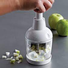 The Solution To Tear Free Onion Chopping The Stainless Rotating Blades Uniformly Chops Veggies Nuts An Pampered Chef Food Chopper Pampered Chef Food Chopper