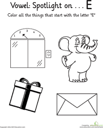 What are similar words for things starting with e? Things That Start With E Vowel Spotlight Worksheet Education Com