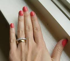 Show Rose Or Yellow Gold Plain Band W White Eternity Stacked Show Me The Bling Rings Stacked Wedding Bands Eternity Band Engagement Ring Gold Wedding Band