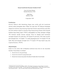Persoalan krisis air ini dapat berdampak terhadap keberlangsungan hidup dan. Pdf Kesan Sosial Krisis Ekonomi Kedah Perlis Laporan Penyelidikan Rapid Assessment On Sosial Impact Of Current Economic Crisis Ikmas Undp 1 Sep 1998