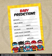 Baby Predictions Game Superhero Baby Shower Games By Eltendedero Superhero Baby Shower Marvel Baby Shower Superman Baby Shower