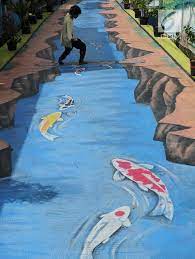 Lukisan 3d atau lukisan 3 dimensi adalah salah satu jenis karya seni lukis yang dibuat sedemikian rupa sehingga tampak seperti real atau hidup. Foto Kreatif Warga Pamulang Ubah Jalan Jadi Lukisan 3d News Liputan6 Com