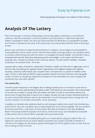 Using our guide with examples, you can write a good article critique essay and you get a perfect mark! Analysis Of The Lottery Essay Example