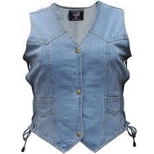 Allstate Snap Up Conceal Carry Womens Blue Jean Denim Motorcycle Vest Denim Women Fashion Clothes Women Denim Vest