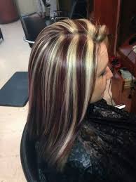 Red Brown And Blonde Streaks Brown Blonde Hair Brown Hair With Highlights Brown Hair With Blonde Highlights