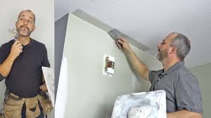 A stippled ceiling or a slap brush finish is a textured paint job that adds depth and hides imperfections on your ceiling. How To Add A Smooth Edge To Your Stippled Ceiling Youtube