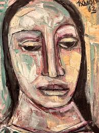 American Nahum Tschacbasov MCM Oil Mid Century Expressionist Woman Portrait 