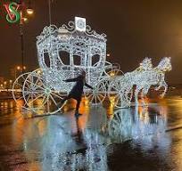 LED Santa Claus with Deer Sleigh Light Cinderella Horse Carriage Motif Rope  Light for Holiday Light Show