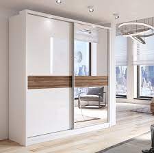 Barse 2 Door Sliding Wardrobe In White With Mirror Front Where Space Is Limited A Wardrobe Interior Design Sliding Door Wardrobe Designs Bedroom Closet Design