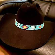 Custom Beaded Western Cowboy Hat Band Western Hat Band Etsy Beaded Hat Bands Cowboy Hat Bands Western Cowboy Hats