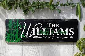 Rustic Personalized Last Name Bamboo Sign By Jetmakdesigns On Etsy 60 00 Wood Wall Art Decor Wooden Family Name Sign Creative Wall Art